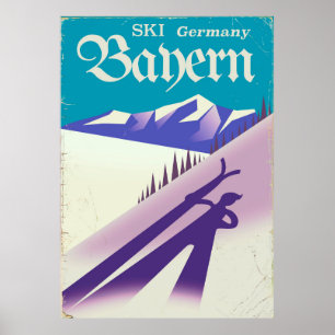 Beieren Duitsland vintage skivakantieposter Poster