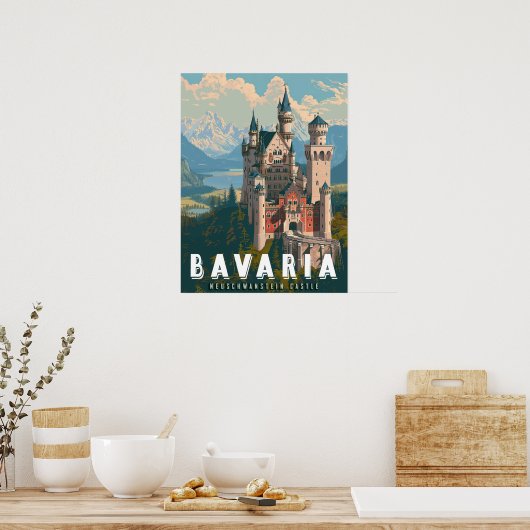 Beieren: Kasteel Neuschwanstein Poster (Keuken)