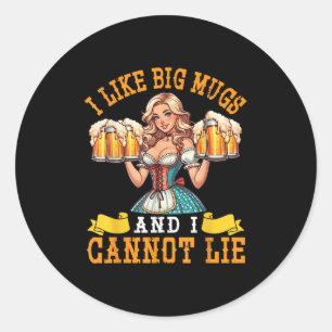 Beiers meisje Beer Maiden Ik hou van grote Mokken Ronde Sticker