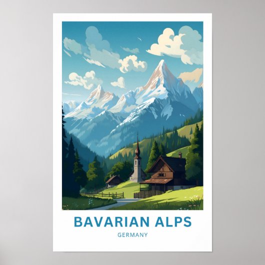 Beierse Alpen Duitsland Travel Print (Voorkant)
