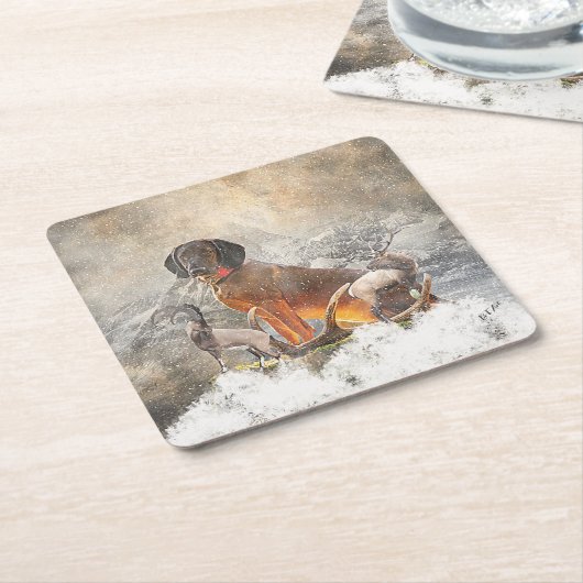 Beierse bergheuvel, kunst kartonnen onderzetters (Schuin)