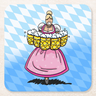 Beierse diamantpatroon cartoon serveerster bier mo kartonnen onderzetters