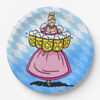 Beierse diamantpatroon cartoon serveerster bier mo papieren bordje