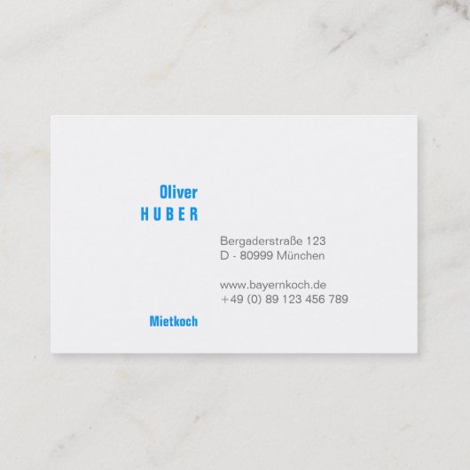 Beierse Professional: Duitse maat Visitekaartje (Achterkant)