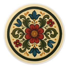 Beierse Tole-Painting Style Cottagecore Folk Art Keramische Knop