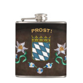 Beierse wapenschild "Prost!" Heupfles (Voorkant)