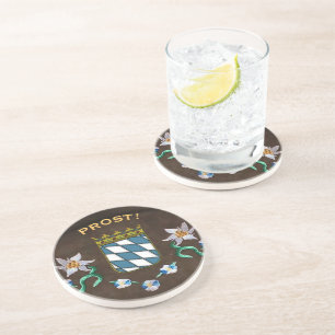 Beierse wapenschild "Prost!" Zandsteen Onderzetter