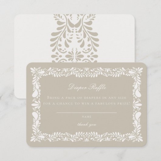 Beig Talavera Tegel Luier Raffle Invitation Insert Informatiekaartje (Voorkant / Achterkant)