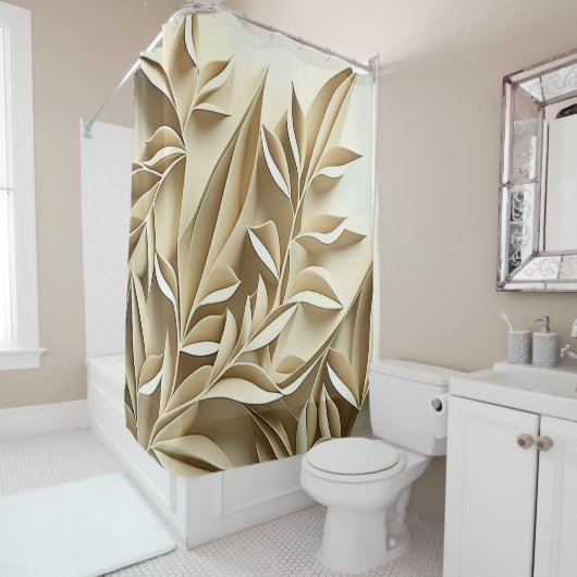 Beige 3D-schoengordijn Douchegordijn (In situ)