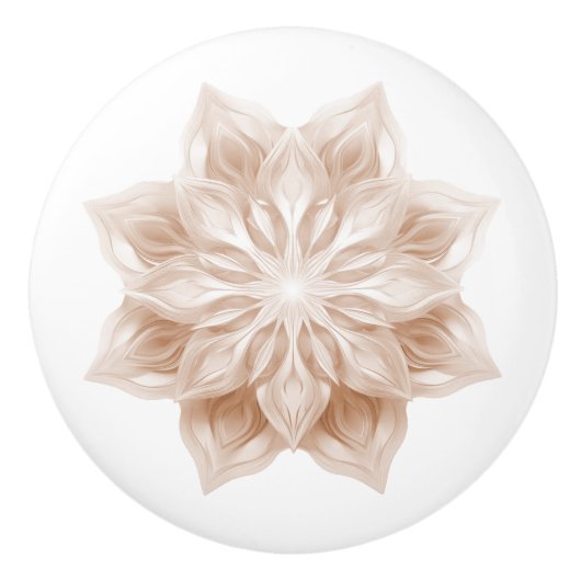 Beige 3D Shiny Mandala Keramische Knop (Voorkant)