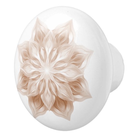 Beige 3D Shiny Mandala Keramische Knop (Rechts)