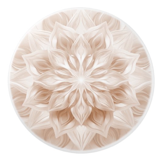 Beige 3D Shiny Mandala Keramische Knop (Voorkant)