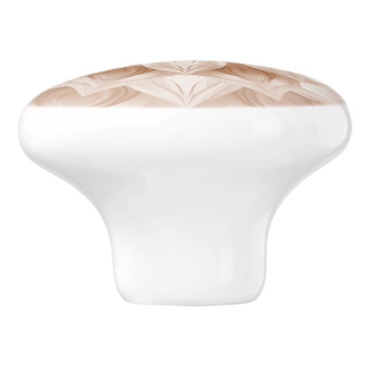 Beige 3D Shiny Mandala Keramische Knop (Zijkant)