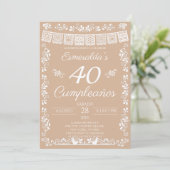 Beige 40e Verjaardag Verjaardagsfeest Kaart (Staand voorkant)