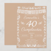 Beige 40e Verjaardag Verjaardagsfeest Kaart (Voorkant / Achterkant)