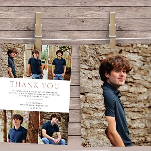 Beige 6 Foto Vet Tekst Afstuderen Dank u Bedankkaart