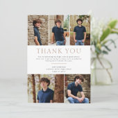 Beige 6 Foto Vet Tekst Afstuderen Dank u Bedankkaart (Staand voorkant)