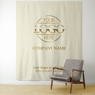 Beige Aangepast Zakelijk Logo Trade Show Achterwan Wandkleed