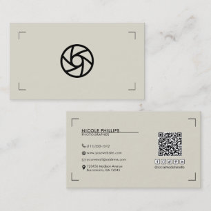 Beige aangepaste logo fotografiebeugels modern visitekaartje