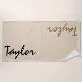 Beige Aangepaste Naam Aangepaste Beach Towel Strandlaken (Voorkant)