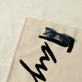 Beige Aangepaste Naam Aangepaste Beach Towel Strandlaken (In situ)