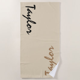Beige Aangepaste Naam Aangepaste Beach Towel Strandlaken
