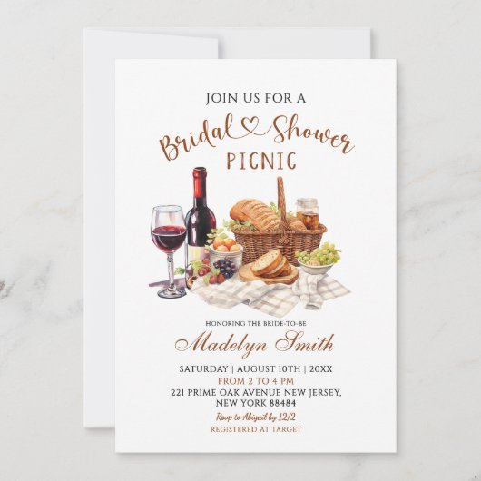 Beige Aardetone Bruiloft Feest Picknickfeest Kaart (Voorkant)