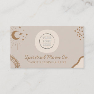 Beige Aardtint Maan Sterren Spiritueel Reiki logo Visitekaartje