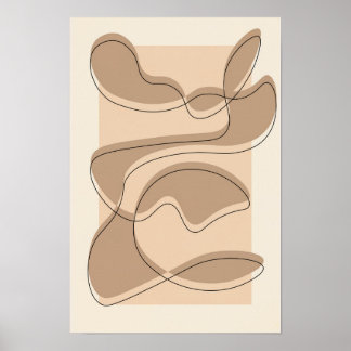 Beige abstract minimalistisch/lijnkunst poster