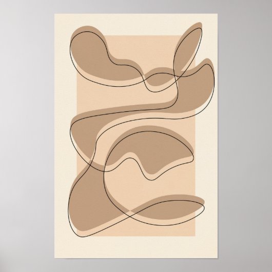 Beige abstract minimalistisch/lijnkunst poster (Voorkant)