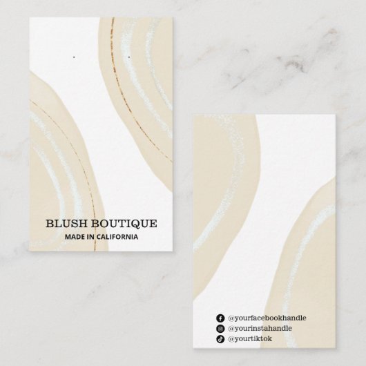 Beige Abstracte draagkaarten Visitekaartje (Voorkant / Achterkant)