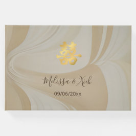 Beige Abstracte Kunst Chinees Bruiloft Gastenboek