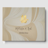 Beige Abstracte Kunst Chinees Bruiloft Gastenboek (Voorkant)