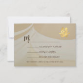 Beige Abstracte Kunst Chinees Huwelijk RSVP Kaart (Voorkant)