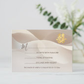Beige Abstracte Kunst Chinees Huwelijk RSVP Kaart (Staand voorkant)