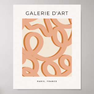 Beige Abstracte lijnpenseelstreken Poster