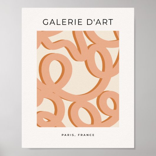 Beige Abstracte lijnpenseelstreken Poster (Voorkant)