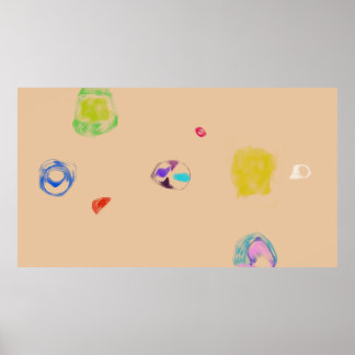 Beige Abstracte Objecten Eenvoudige Tekening Poster