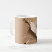 Beige Abstracte Papieren Textuur Mok- Monogram Koffiemok (Voorkant links)