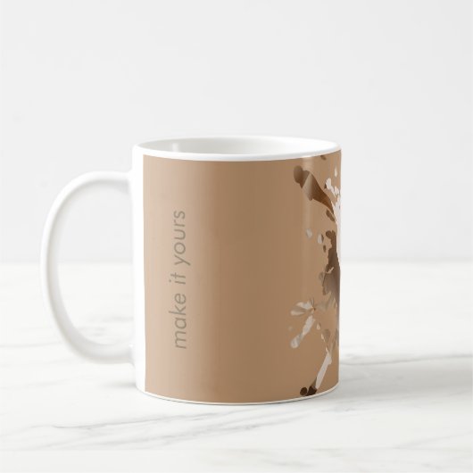 Beige Abstracte Papieren Textuur Mok- Monogram Koffiemok (Links)