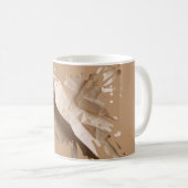 Beige Abstracte Papierstructuur Mok- Monogram Koffiemok (Voorkant rechts)