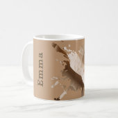 Beige Abstracte Papierstructuur Mok- Monogram Koffiemok (Voorkant links)