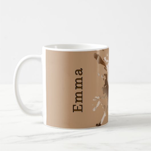 Beige Abstracte Papierstructuur Mok- Monogram Koffiemok (Links)