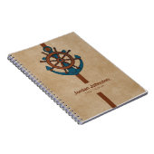 Beige achtergrond en anker en roer notitieboek (Rechterzijde)