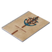 Beige achtergrond en anker en roer notitieboek (Linkerzijde)