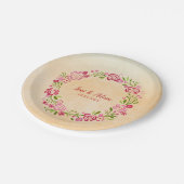 Beige achtergrond en bloemenkrans papieren bordje (Gekanteld)