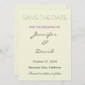 Beige achtergrond grijs moderne bruiloft uitnodigi save the date (Voorkant / Achterkant)