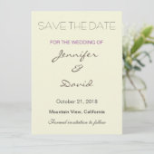 Beige achtergrond grijs moderne bruiloft uitnodigi save the date (Staand voorkant)
