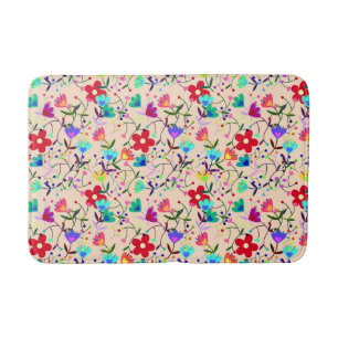 Beige achtergrond Kleurrijk bloempatroon Badmat