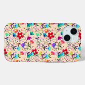 Beige achtergrond Kleurrijk bloempatroon Case-Mate iPhone Case (Achterkant (horizontaal))